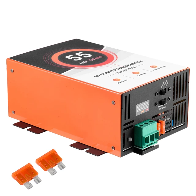 Alt view image 9 of 9 - RV Power Converter, 55 Amp, 110V AC to 12V DC RV Converter Battery Charger, Multi Stage Smart Charging, 13V to 16.5V Operating Range, Compatible with Lithium & Lead Acid Battery, for Camper