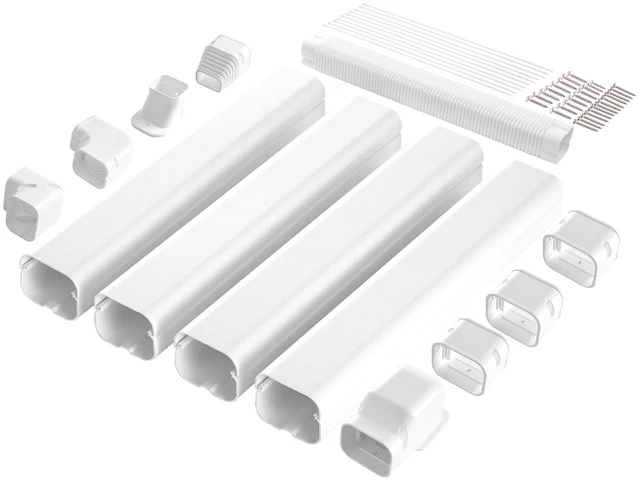 Alt view image 8 of 8 - Mini Split Line Set Cover 3-inch W 17.6Ft L, PVC Decorative Pipe Line Cover For Air Conditioner with 4 Straight Ducts & Full Components Easy to Install, Paintable for Heat Pumps, White