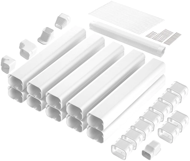 Alt view image 11 of 11 - Mini Split Line Set Cover 3-inch W 17.7Ft L, PVC Decorative Pipe Line Cover For Air Conditioner with 10 Straight Ducts & Full Components Easy to Install, Paintable for Heat Pumps, White