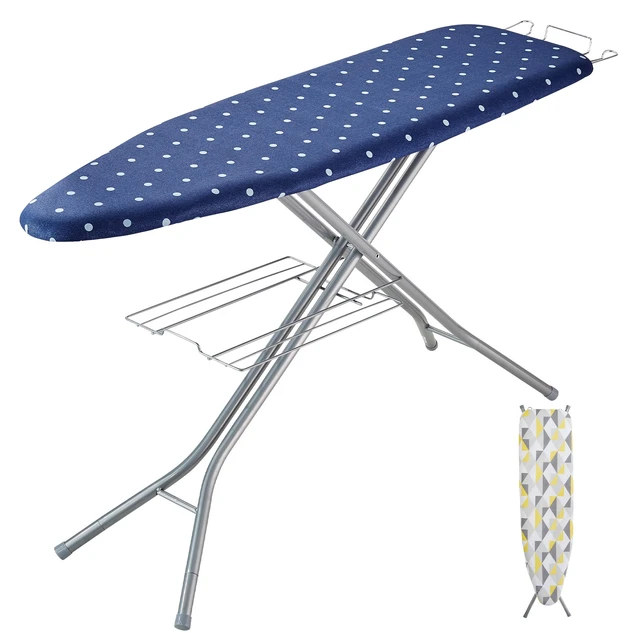 Alt view image 15 of 15 - Ironing Board with Bottom Storage Tray, Thickened 4 Layers Iron Board with Heat Resistant Cover and 100% Cotton Cover, 10 Adjustable Heights Ironing Board for Home Laundry Room Use (Size 55x15)