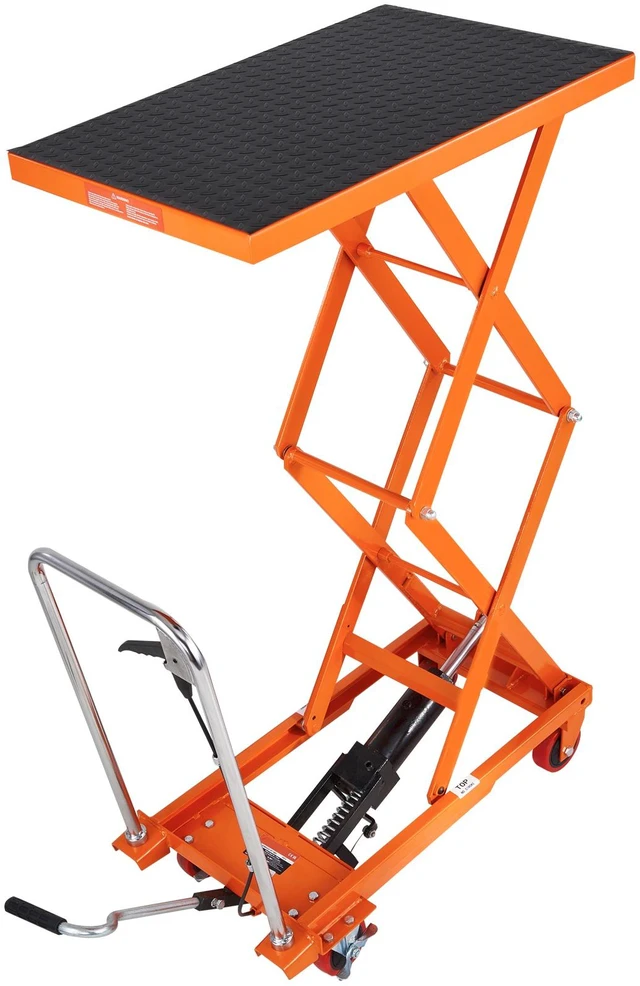 Alt view image 15 of 15 - Hydraulic Lift Table Cart, 330lbs Capacity 50" Lifting Height, Manual Double Scissor Lift Table with 4 Wheels and Non-slip Pad, Hydraulic Scissor Cart for Material Handling and Transportation