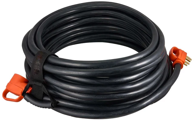 Alt view image 9 of 15 - 75 FT RV Extension Cord, 50 Amp, 125V/250V 7500W Heavy Duty STW 6/3 + 8/1 Gauge Wire, NEMA 14-50P Male NEMA 14-50R Female Plug, with LED Indicator, Handle, 15A Adapter for RV Trailer, ETL Listed