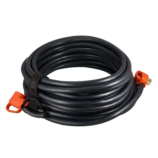 Alt view image 15 of 15 - 100 FT RV Extension Cord, 50 Amp, 125V 7500W Heavy Duty STW 6/3 + 8/1 Gauge Wire, NEMA 14-50P Male NEMA 14-50R Female Plug, with LED Indicator, Handle, 15A Adapter, for RV Trailer, ETL Listed
