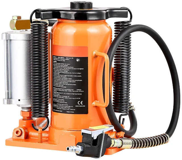 Alt view image 9 of 9 - VEVOR Air Hydraulic Bottle Jack, 20 Ton (44092 lbs) Capacity, 10.2-19.5 Inch Lifting Range, Pneumatic/Manual Heavy Duty Welded Bottle Jack with Pump for Car, SUV, Pickup, Truck, RV Auto Repair, Orange