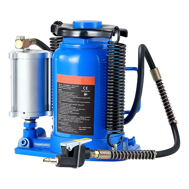 Alt view image 9 of 9 - VEVOR Air Hydraulic Bottle Jack, 32 Ton (70546.9 lbs) Capacity, 10-16.3 Inch Lifting Range, Pneumatic/Manual Heavy Duty Welded Bottle Jack with Pump for Car, SUV, Pickup, Truck, RV, Auto Repair, Blue