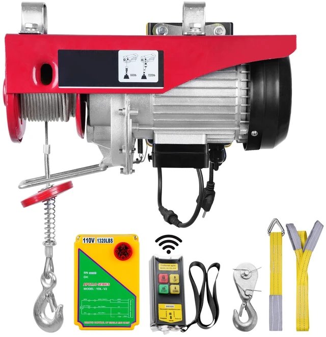 Alt view image 8 of 8 - VEVOR Electric Hoist, 1320 lbs Lifting Capacity, 1150W 110V Electric Steel Wire Winch with Wireless Remote Control, 40ft Single Cable Lifting Height & Pure Copper Motor, for Garage Warehouse Factory