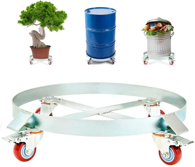 Alt view image 15 of 15 - 55 Gallon Heavy Duty Drum Dolly, 1000lbs Load Capacity, Barrel Dolly Cart Drum Caddy, Non Tipping Hand Truck Capacity Dollies with Steel Frame 4 Swivel Casters Wheel, for Warehouse Drum Handling