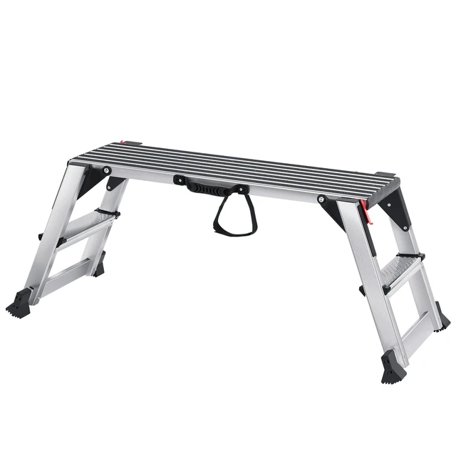 Alt view image 15 of 15 - Folding Work Platform, 660 lbs Load Capacity, Aluminum Drywall Stool Ladder, Heavy Duty Work Bench w/ Non-Slip Feet, Ideal for Washing Vehicles, Cleaning, Painting, Decorating