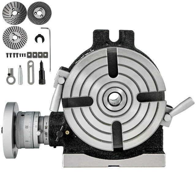 Alt view image 8 of 8 - Rotary Table 6inch(150mm) Horizontal Vertical Milling Table 2/5inch(10mm) 4-Slot Milling Rotary Table MT-2 Rotary Table for Milling with Indexing Plate Set for Precision Milling Drilling
