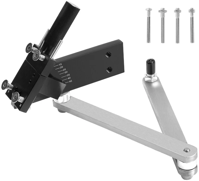 Alt view image 8 of 8 - Lawn Mower Blade Sharpener and Balancer, 15° - 45° Adjustable Lawnmower Blade Sharpening Tool with 4 Adapter Pins, Ball Bearings & 25mm Enlarged Handle, Compatible with Most Angle Grinders