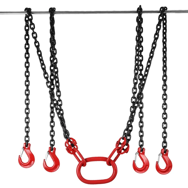 Alt view image 8 of 8 - Chain Sling, 5/16 inch x 10 ft Lifting Chains with Hooks, G80 Engine Chain Hoist Lifts, 11000 lbs/5 Ton Capacity Lifting Sling Chains for Engine Hoist, Engine Lift Chain with 4 Leg Grab Hooks
