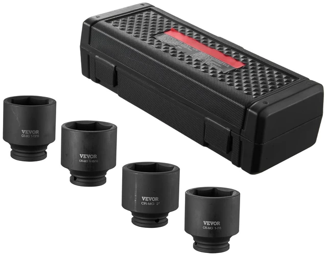 Alt view image 16 of 16 - Axle Nut Impact Socket Set, 1/2" Drive 6-Point 4-Piece SAE Spindle Nut Socket Set, CR-MO Heat Treated Large Socket Set with Storage Case, for Auto Repair, Removing or Installing Axle Nuts