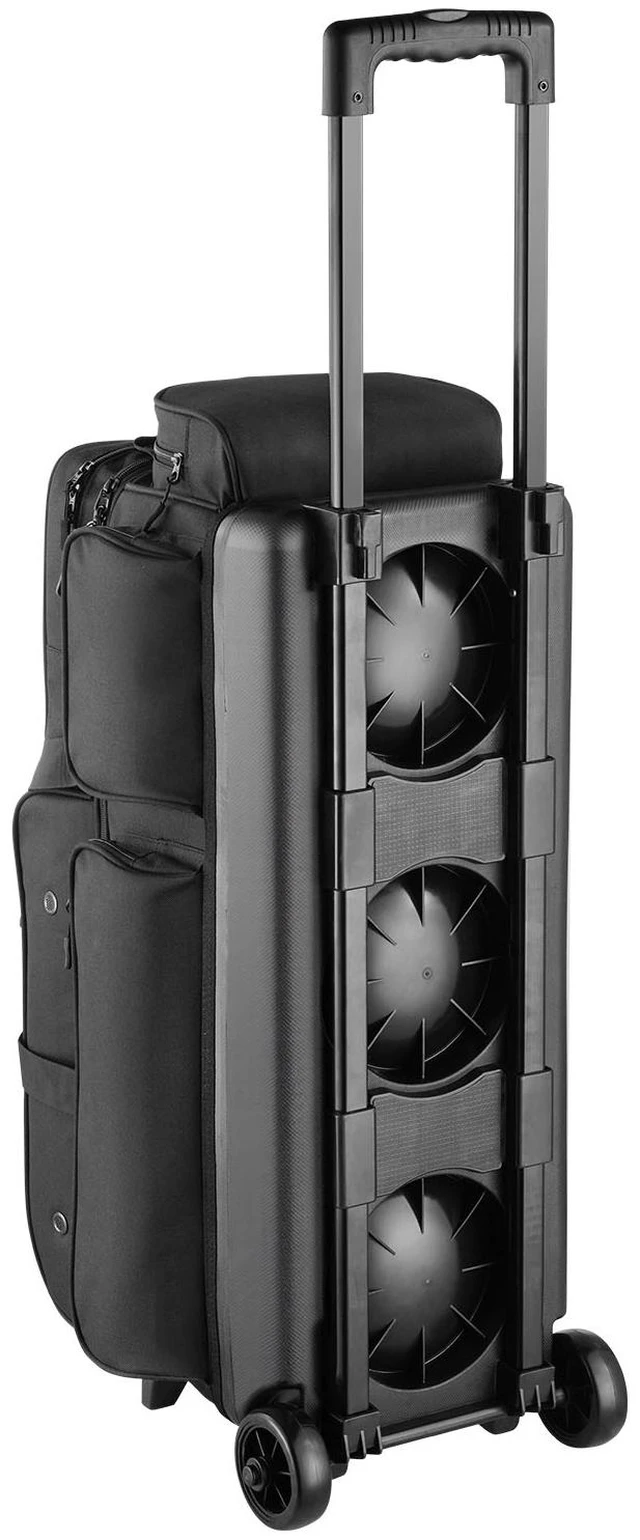 Alt view image 8 of 8 - Bowling Ball Bag, 3 Ball Double Roller Bowling Bag with Wheels, Featuring a Separate Compartment for Shoes (Up To US Size 16) & Oversized Accessory Pocket, Retractable Handle Extends to 41.34 in
