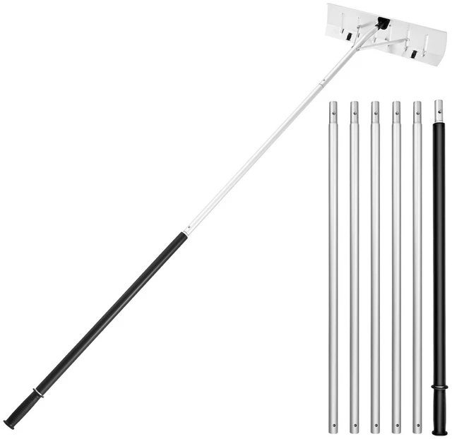 Alt view image 8 of 8 - Snow Roof Rake, 26 in Aluminum Blade, 7.5-20 ft Adjustable Roof Snow Scraper with Wheels, Anti-Slip Handle Snows Removal Tool, Lightweight House Rooftop Rake for Leaves Debris Removal