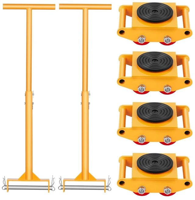 Alt view image 15 of 15 - Machine Skate, 6T Machinery Skate Dolly, 13228 lbs Machinery Moving Skate, Machinery Mover Skate with 360° Rotation Cap and PU Directional Rollers, Heavy Duty Industrial Moving Equipment, Yellow