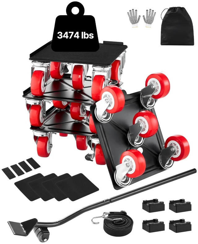 Alt view image 8 of 8 - Furniture Dolly, Maximum Load 3474 lbs, Heavy Duty Furniture Movers with 5 360° Rotation Wheels, Carbon Steel Panel, Furniture Lift Slider Tool Set for Appliances, Sofa, Fridge, Washing Machine