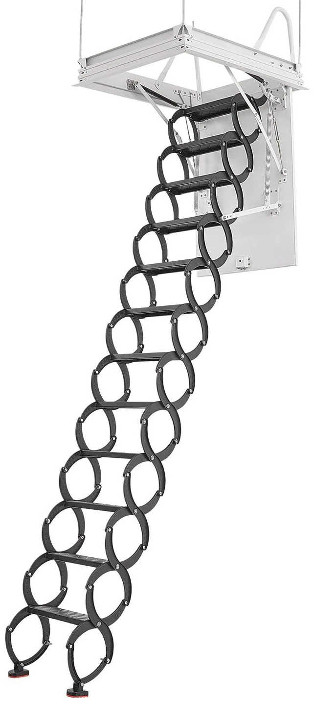 Alt view image 8 of 8 - Attic Ladder, 660LBS/299.4KG Capacity, Fits 9.5 to 10.2 ft Ceiling Height and 39.4 x 27.5 inch Opening Size, Alloy Steel Pull-Down Retractable Ceiling Stair with Pulling Rod for Attic Loft Roof