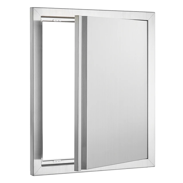 Alt view image 8 of 8 - VEVOR BBQ Access Door, 18W x 21H Inch Single Outdoor Kitchen Door, Stainless Steel Flush Mount Door, Wall Vertical Door with Recessed Handle, for BBQ Island, Grilling Station, Outside Cabinet