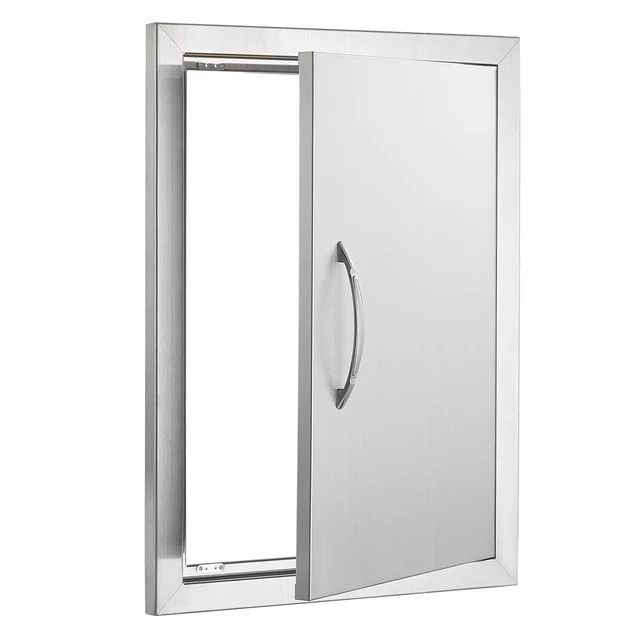 Alt view image 8 of 8 - VEVOR BBQ Access Door, 16W x 22H Inch Single Outdoor Kitchen Door, Stainless Steel Flush Mount Door, Wall Vertical Door with Handle, for BBQ Island, Grilling Station, Outside Cabinet