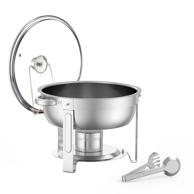Alt view image 16 of 16 - VEVOR 5 Qt 2 Pack Round Chafing Dish Buffet Set Full-Size Pan Stainless Steel Silver