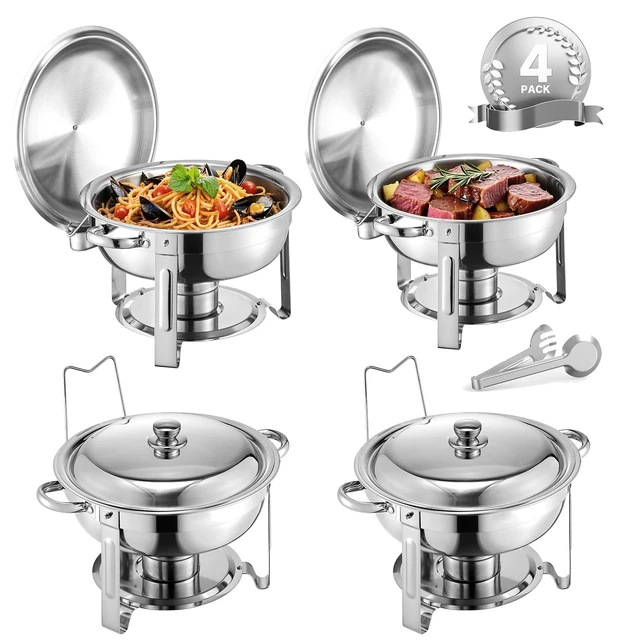 Alt view image 15 of 15 - VEVOR 5 Qt 4 Pack Round Chafing Dish Buffet Set Full-Size Pan Stainless Steel Silver
