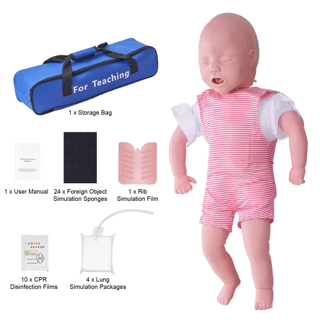 Alt view image 9 of 9 - Infant CPR Training Manikin, Heimlich Maneuver and Cardiopulmonary Resuscitation (CPR) Practice, Professional Infant Airway Obstruction Training Manikin, Baby Infarction Model for Education