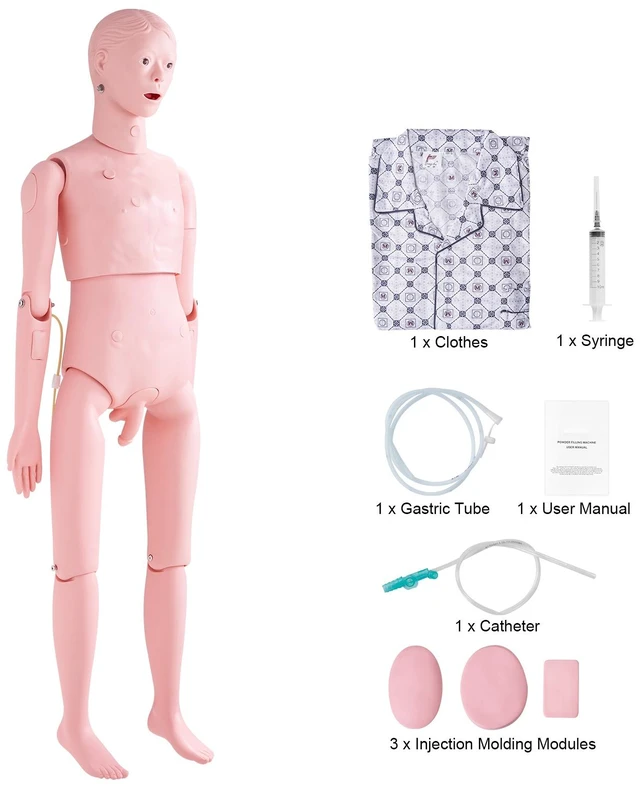 Alt view image 11 of 11 - Nursing Training Manikin, Male Life Size Demonstration Human Manikin for Nursing Training, Multifunctional Education Teaching Model Supplies, PVC Anatomical Mannequin Body Care Simulator Model