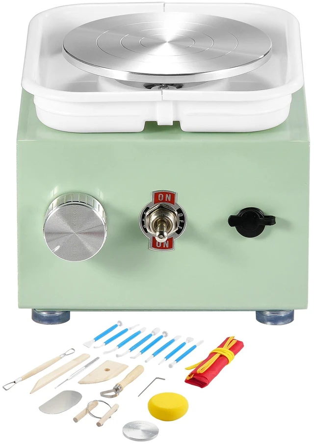 Alt view image 8 of 8 - VEVOR Mini Pottery Wheel Electric Ceramic Wheel Machine 0-320RPM Speed Green