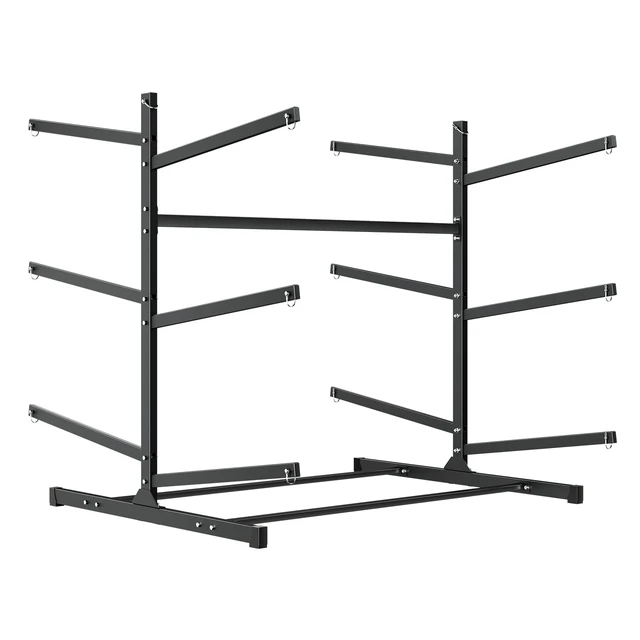 Alt view image 8 of 8 - VEVOR Kayak Storage Rack for 6 Kayaks, Holds 400 lbs, Heavy Duty Freestanding Stand for Indoor Outdoor Garage Shed Dock, Storage Rack Stand Holder for Canoe, Small Boat, SUP, Surfboard & Paddleboard