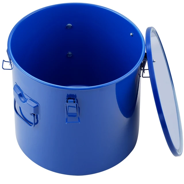 Alt view image 9 of 9 - Fryer Grease Bucket, 8 Gal Oil Disposal Caddy Carbon Steel Fryer Oil Bucket with Rust-Proof Coating, Oil Transport Container with Lid, Lock Clips, Filter Bag for Hot Cooking Oil Filtering, Blue