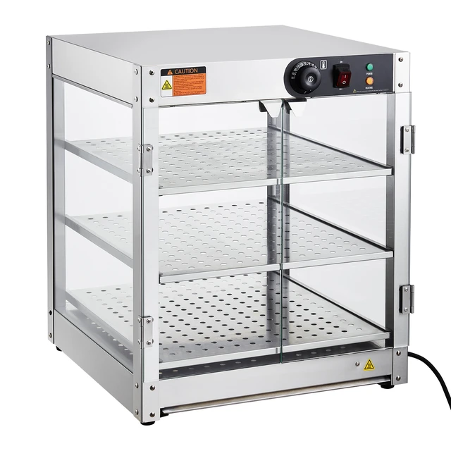 Alt view image 16 of 16 - 3-Tier Commercial Food Warmer Display, 800W Food Display Warmer with Light to Enhance Food Display, 86~185 Temperature Control, 90L Large Capacity for Hamburger, Pizza, Bread, Fried Chicken