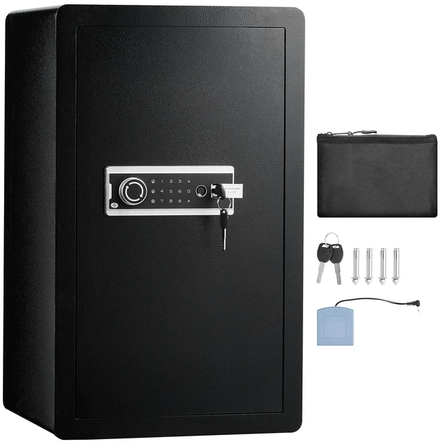 Alt view image 15 of 15 - VEVOR Single Door 4.0 cu.ft Safe Box with Key Lock Password & Fingerprint Blackorganize cash, passports, jewelry, gold, watches and documents