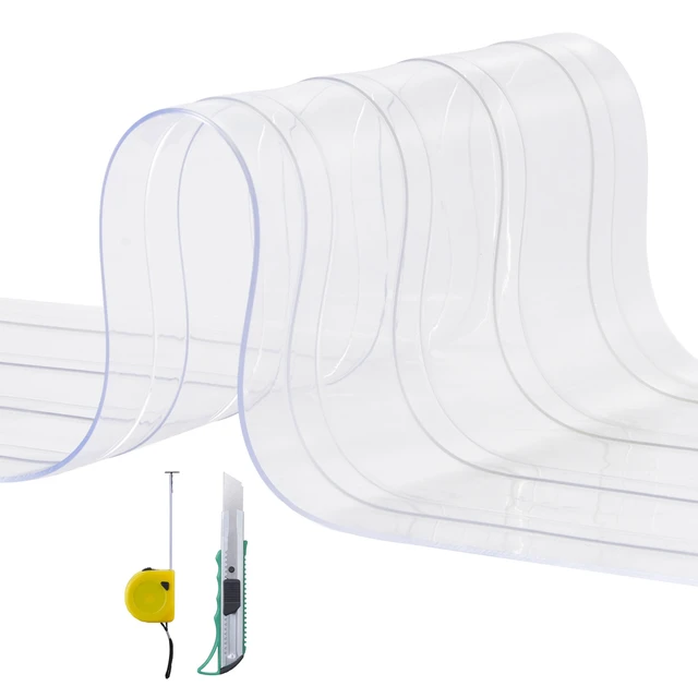 Alt view image 15 of 15 - VEVOR Strip Curtain, 150' Length, 8" Width, 0.08" Thickness, Clear Ribbed Plastic Door Strips, PVC Curtain Strip Door Bulk Roll for Warehouses, Factories, Supermarkets, Shopping Malls, Halls, Garages