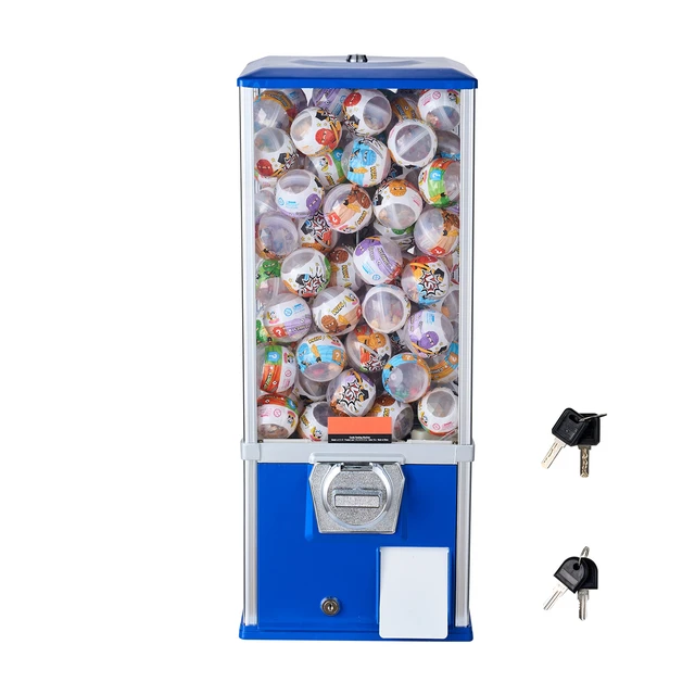 Alt view image 16 of 16 - Gumball Machine for Kids, 25" Height Home Vending Machine, PS Bouncy Balls Dispenser, Hold 230 Capsule Toys, Rectangle Bubble Gum Machine for Game Stores, Coin Operated Gumball Bank, Blue