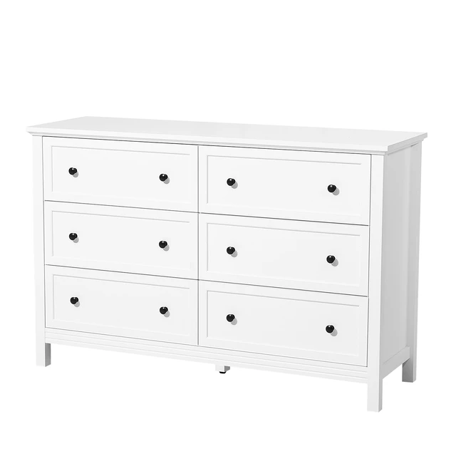 Alt view image 8 of 8 - 6 Drawer Dresser, Wooden Chest of Drawers with Sliding and Anti-tip Device, Retro Minimalist Dresser Chest, Closet Storage TV Stand Organizer for Living Room, Hallway, Bedroom, Entryway, White