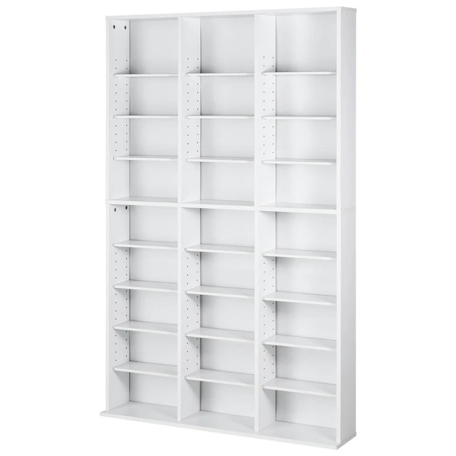 Alt view image 8 of 8 - Media Storage Cabinet, 9-layer DVD Shelf Holds up to 756 CDs, Adjustable CD Shelves 27 Compartments, Protects & Organizes Music, Movie, Video Games or Memorabilia Collections,White