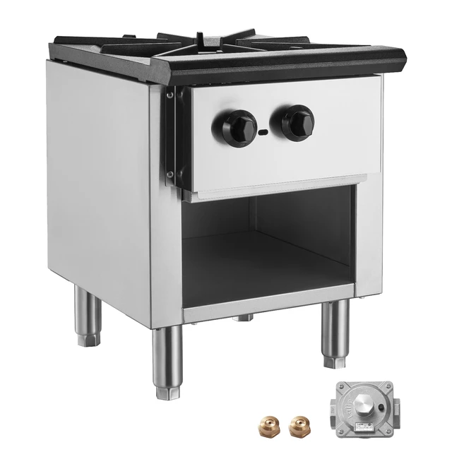 Alt view image 8 of 8 - Commercial Gas Stove with Cabinet, Propane and Natural Gas Countertop Cooking Stove Range, Stainless Steel Gas Hot Plate, Commercial Cooking Equipment for Restaurant, 90,000 BTU
