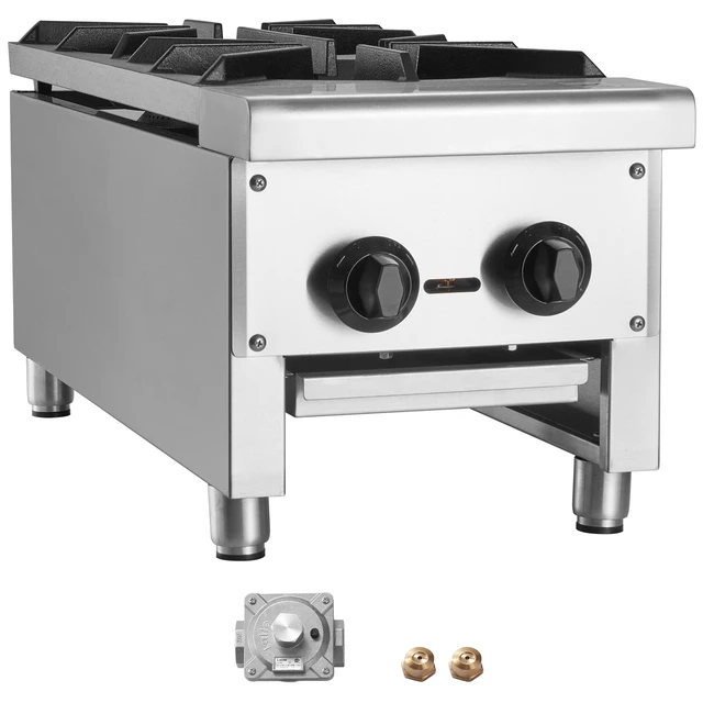 Alt view image 8 of 8 - VEVOR Commercial Gas Range Stove 2 Burners Countertop Cooking Hot Plate Kitchen