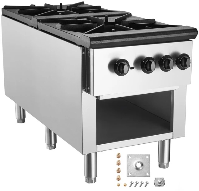 Alt view image 9 of 9 - VEVOR Commercial Gas Range Stove 2 Burners Countertop Cooking Hot Plate Kitchen