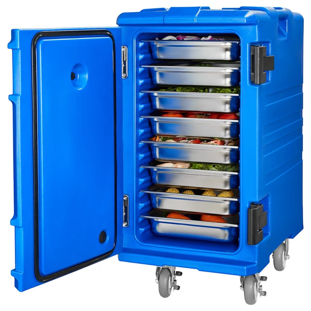 Alt view image 8 of 8 - Insulated Food Pan Carrier, 127 Qt Hot Box for Catering, Food Box Carrier with Double Buckles, Front Loading Food Warmer with Handles, End Loader with Wheels for Restaurant, Canteen
