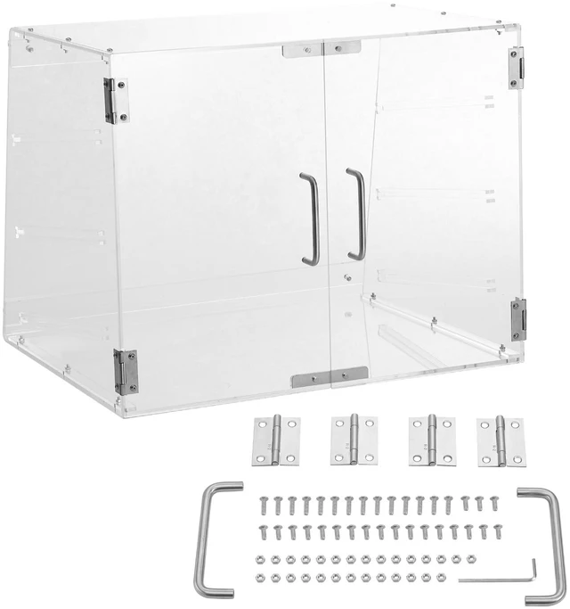 Alt view image 15 of 15 - Pastry Display Case, 3-Tier Commercial Countertop Bakery Display Case, Acrylic Display Box with Rear Door Access & Removable Shelves, Keep Fresh for Donut Bagels Cake Cookie, 20.7"x17"x16.3"