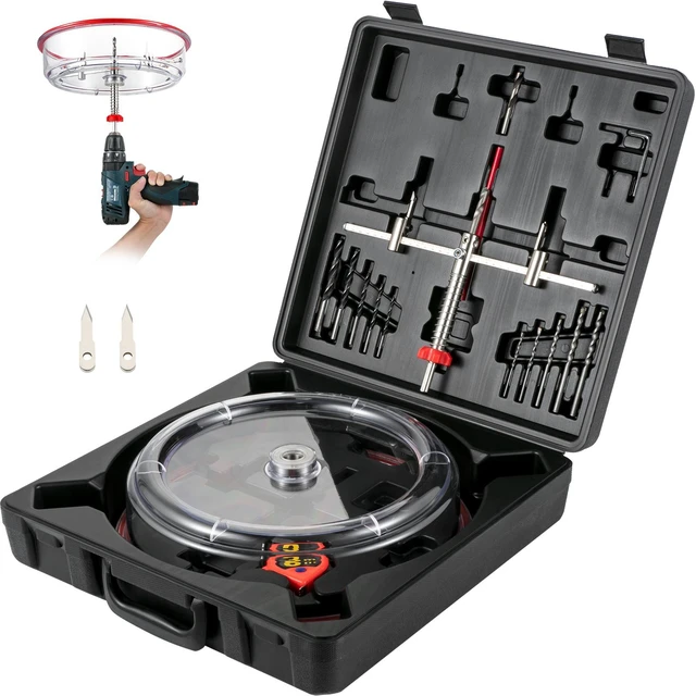 Alt view image 8 of 8 - Adjustable Hole Saw Cutter Kit, 1-5/8\" to 11-13 /16\" (40-300 mm), Recessed Hole Saw with PC Dust Shield, Two Replaceable Pilot Drill Bits, for Recessed Lights, Ceiling Speakers, Vent Holes