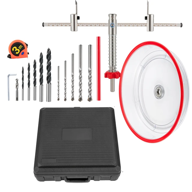 Alt view image 8 of 8 - VEVOR Adjustable Hole Saw Cutter Kit, 1-5/8" to 8" (40-200 mm), Twin Blade Recessed Hole Saw with PC Dust Shield, Two Replaceable Pilot Drill Bits, for Recessed Lights, Ceiling Speakers, Vent Holes