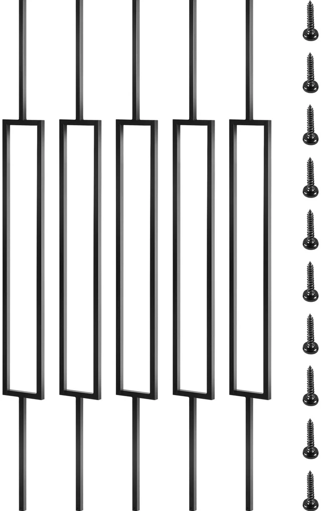Alt view image 9 of 9 - Deck Balusters, 10 Pack Metal Deck Spindles, 44\"x0.5\" Staircase Baluster with Screws, Iron Deck Railing for Wood and Composite Deck, Stylish Black Baluster for Outdoor Stair Deck Porch