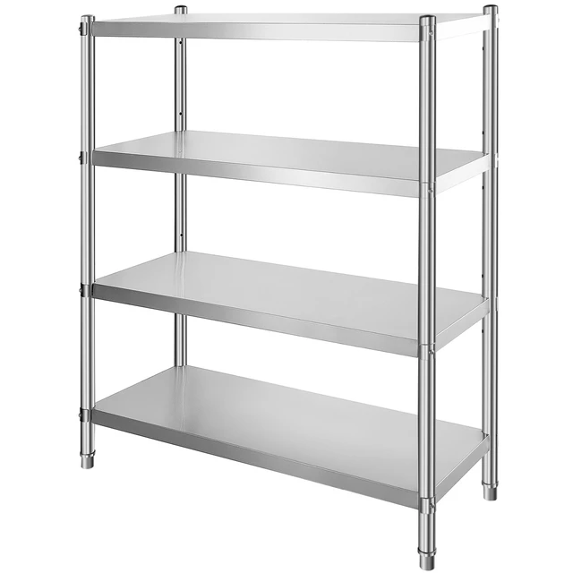 Alt view image 8 of 8 - Stainless Steel Shelving 46.8x18.5 Inch 4 Tier Adjustable Shelf Storage Unit Stainless Steel Heavy Duty Shelving for Kitchen Commercial Office Garage Storage 330lb Per Shelf