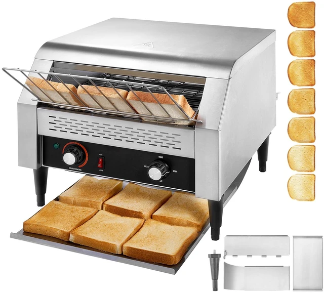 Alt view image 8 of 8 - Commercial Conveyor Toaster, 450 Slices/Hour Conveyor Belt Toaster, Heavy Duty Stainless Steel Commercial Toaster Oven, Electric Restaurant Commercial Toaster for Toast Bun, Bagel, Bread