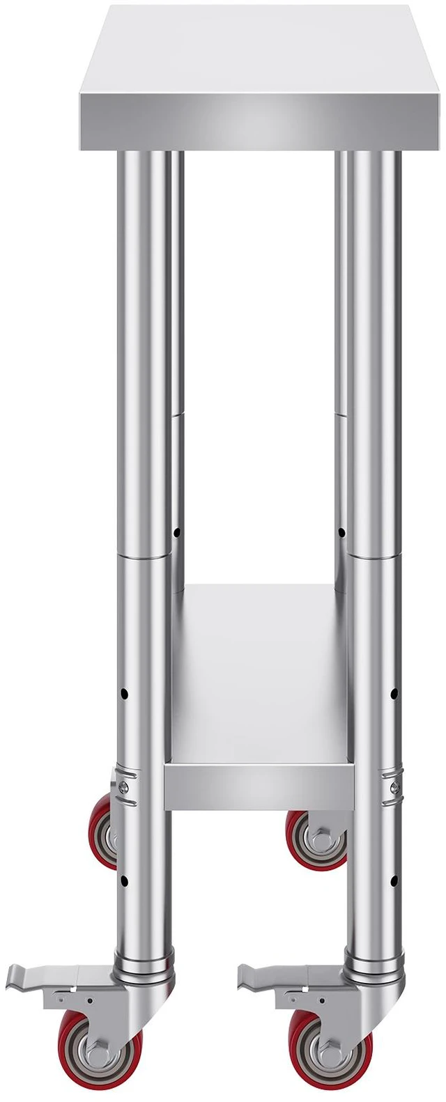 Alt view image 8 of 8 - Stainless Steel Work Table 12 x 24 x 34 Inch, 700 LBS Load Capacity with 4 Wheels, 3 Adjustable Height Levels, Heavy Duty Food Prep Worktable for Commercial Kitchen Restaurant, Silver