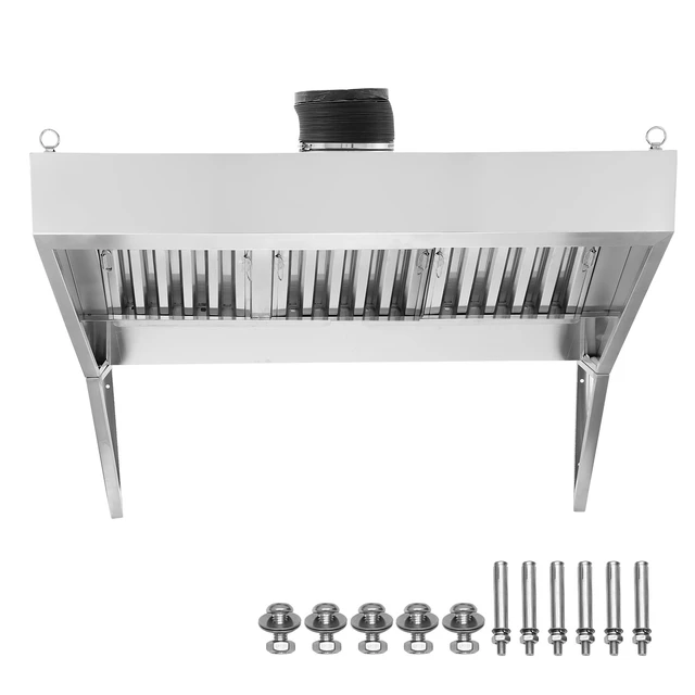 Alt view image 9 of 9 - Commercial Exhaust Hood, 7FT Food Truck Hood Exhaust, 201 Stainless Steel Concession Trailer Hood with 3 Detachable U-shaped Grid Oil Filter Mesh, Rust Resistant Vent Hood for Kitchen Restaurant