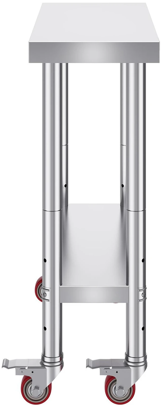Alt view image 8 of 8 - Stainless Steel Work Table 30 x 12 x 34 Inch, 700 LBS Load Capacity with 4 Wheels, 3 Adjustable Height Levels, Heavy Duty Food Prep Worktable for Commercial Kitchen Restaurant, Silver