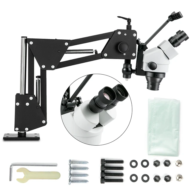 Alt view image 8 of 8 - Micro Inlaid Mirror Multi-Directional Microscope with Spring Bracket Multi-Directional Micro-Setting Microscope Microscope Gem Diamond Setting Machine with Stand Jewelry Tools 7X-45X